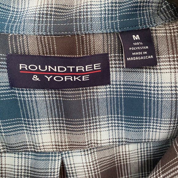 NWT Men's Turquoise Plaid Button Up Shirt - Picture 8 of 9